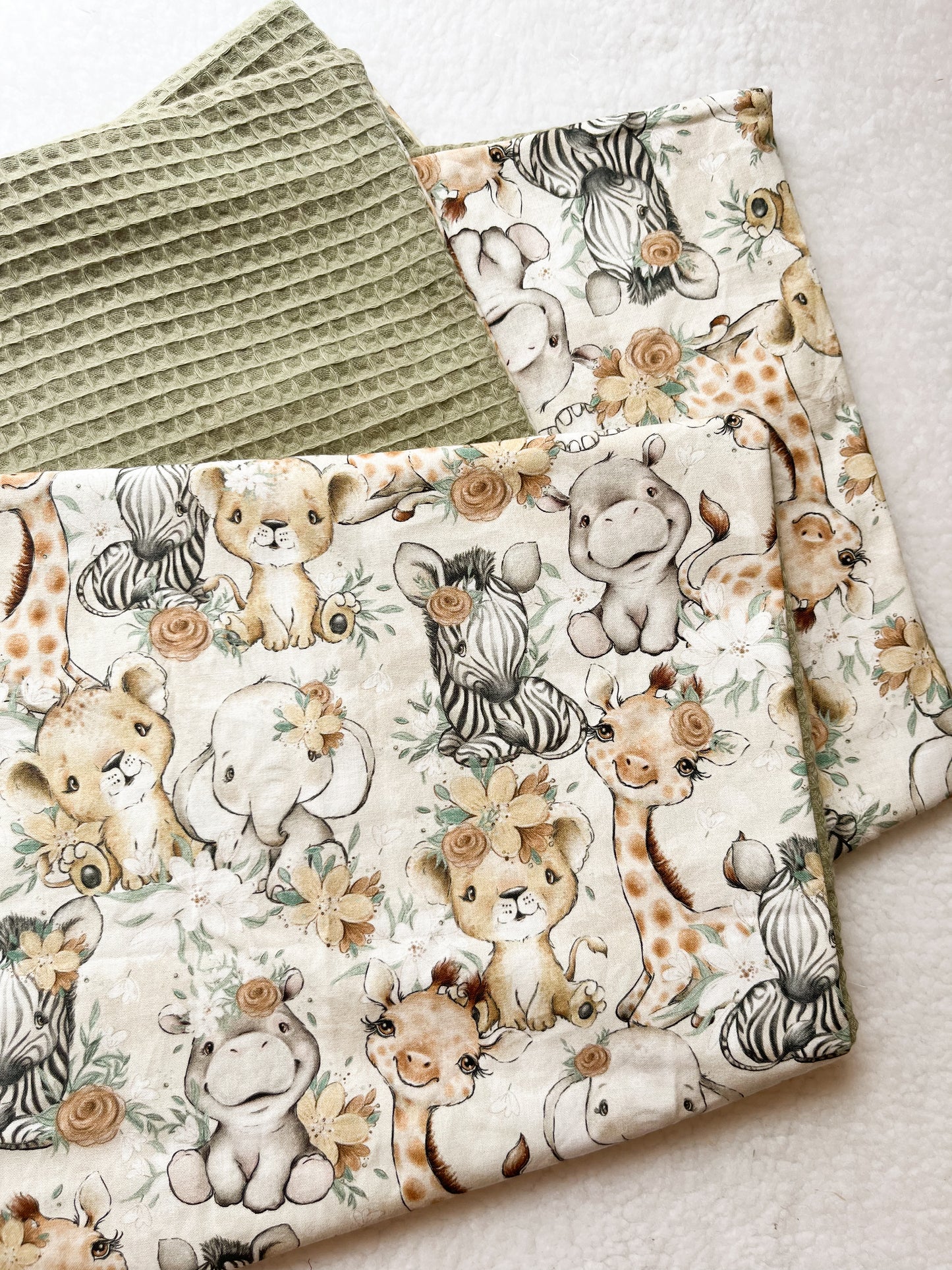 Couverture en coton et nid d’abeille - Bébés animaux (Printemps/été) - Monmini