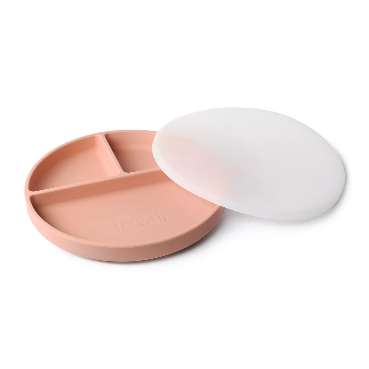 Assiette en silicone à ventouse et couvercle - Pêche