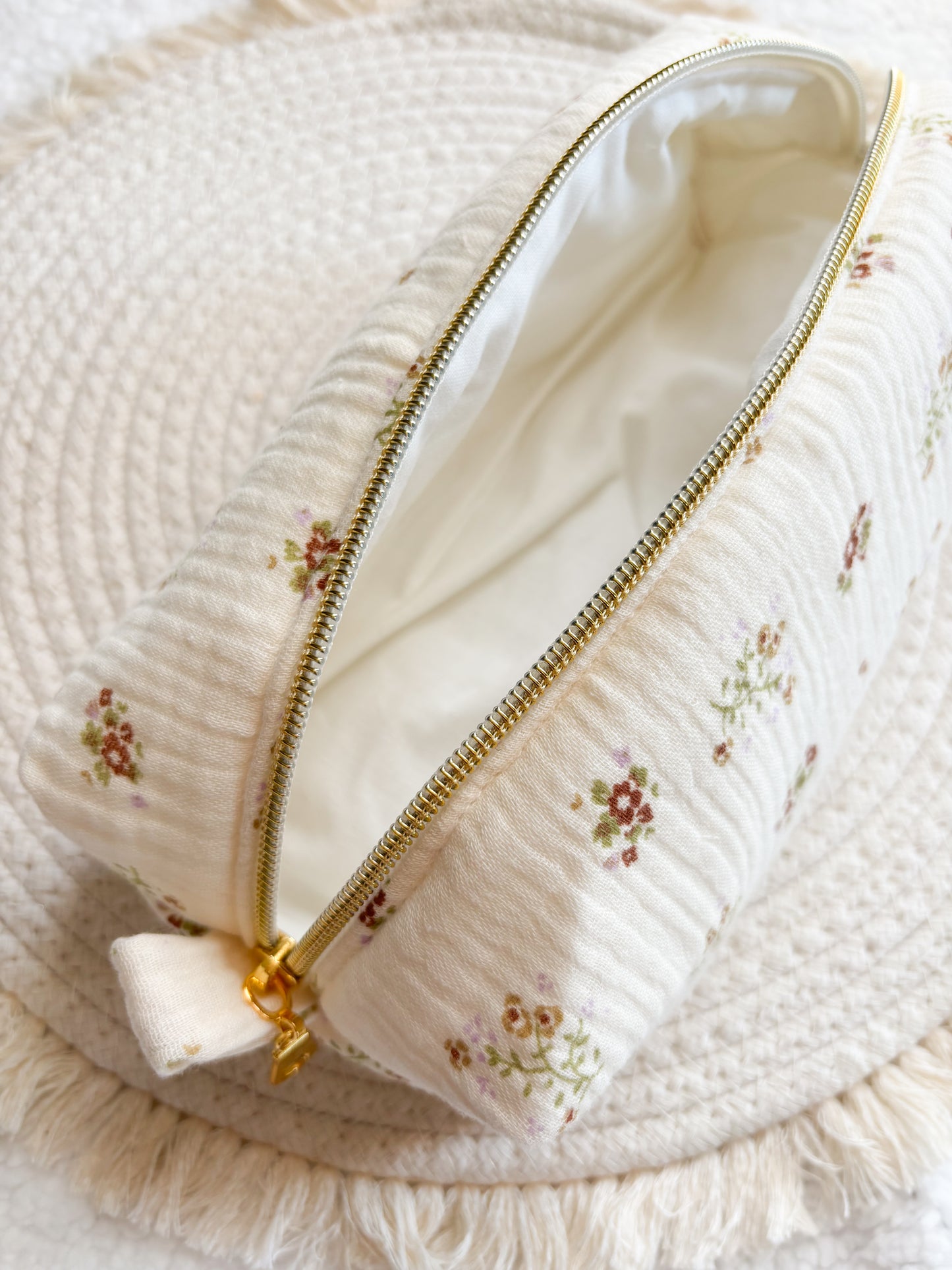 Trousse de toilette - Écru fleuri