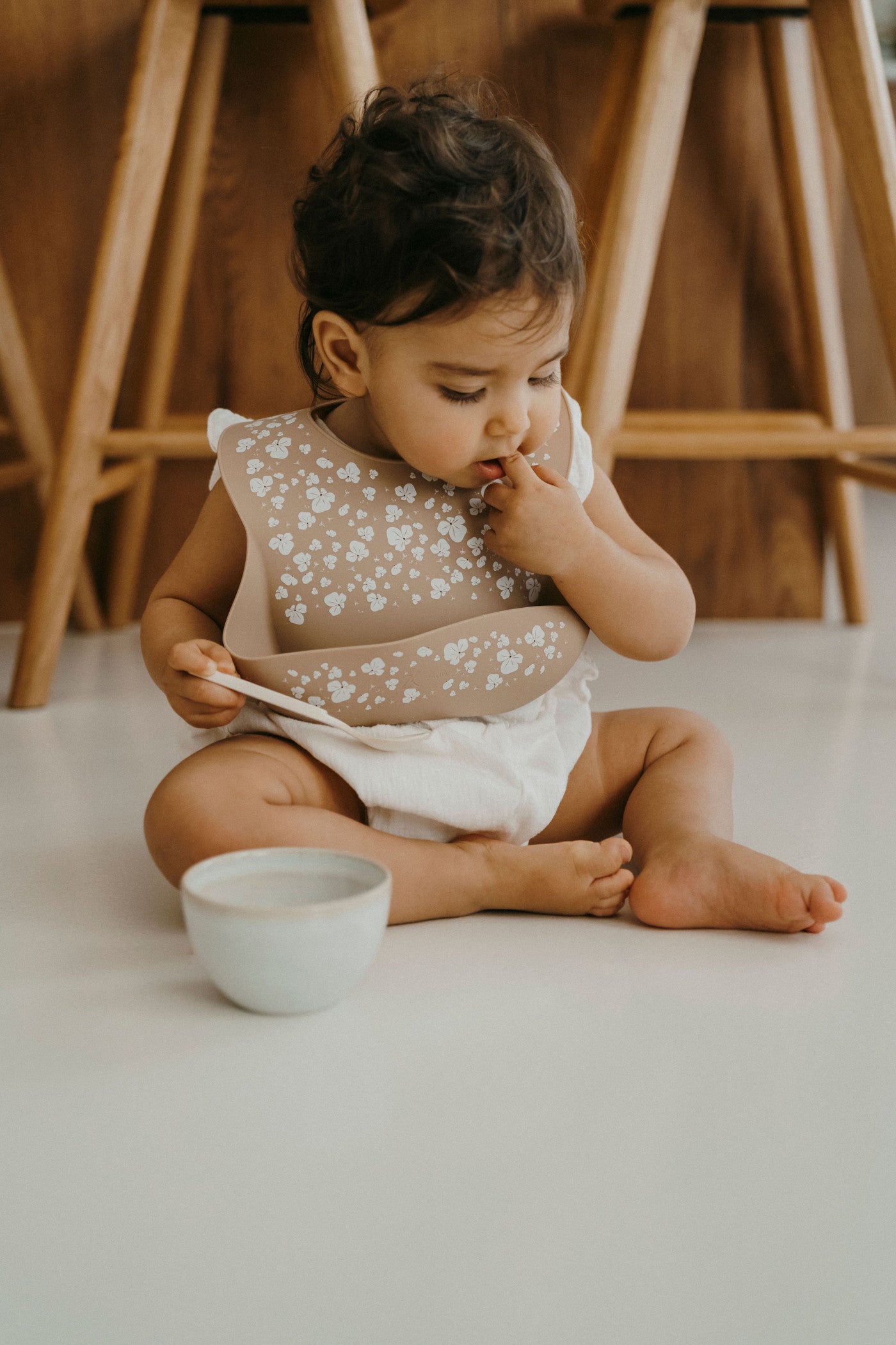 Bavoir en silicone - Pois de senteur