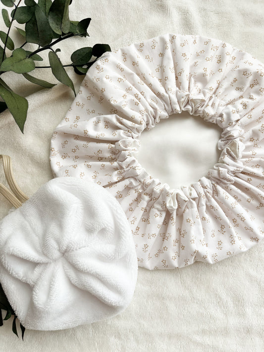 Bonnet douche et soin en satin - Little flowers