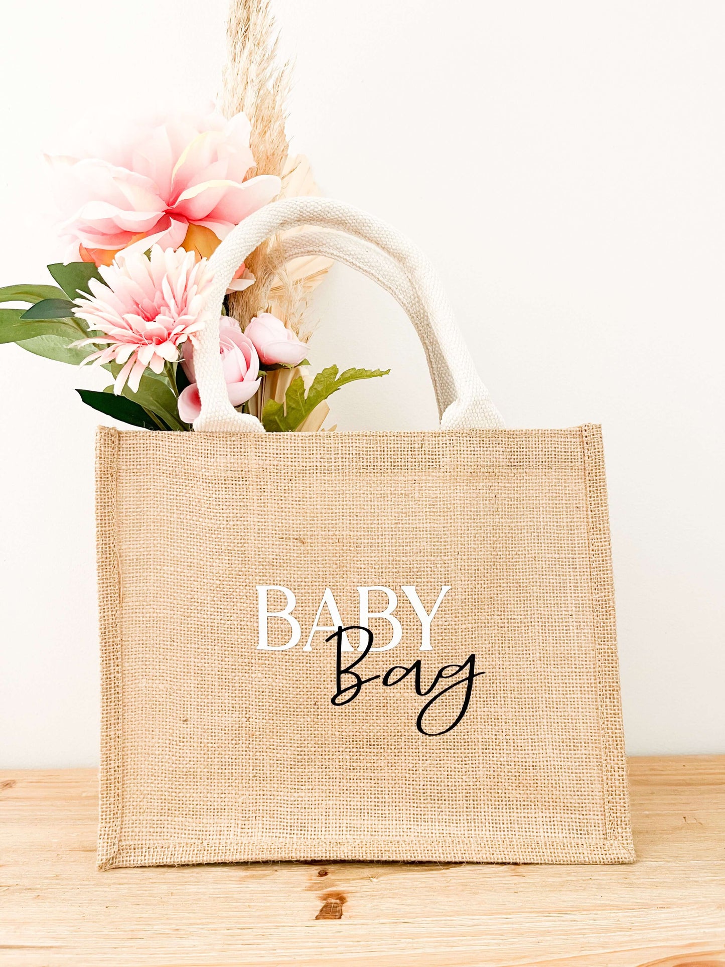 Lot de 2 sac cabas en jute MOM & BABY Bag - Monmini