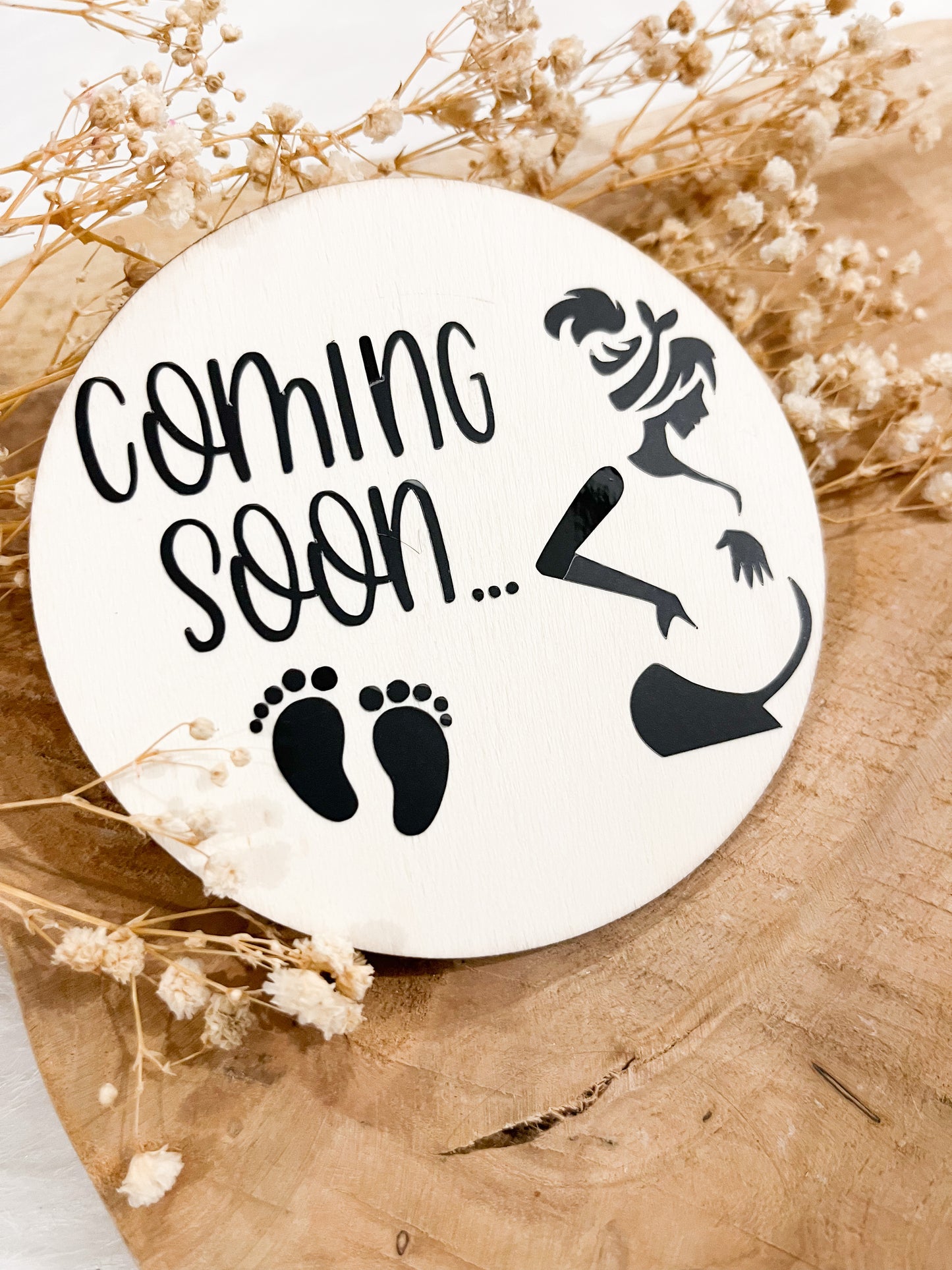 Carte annonce grossesse en bois - Coming soon - Monmini