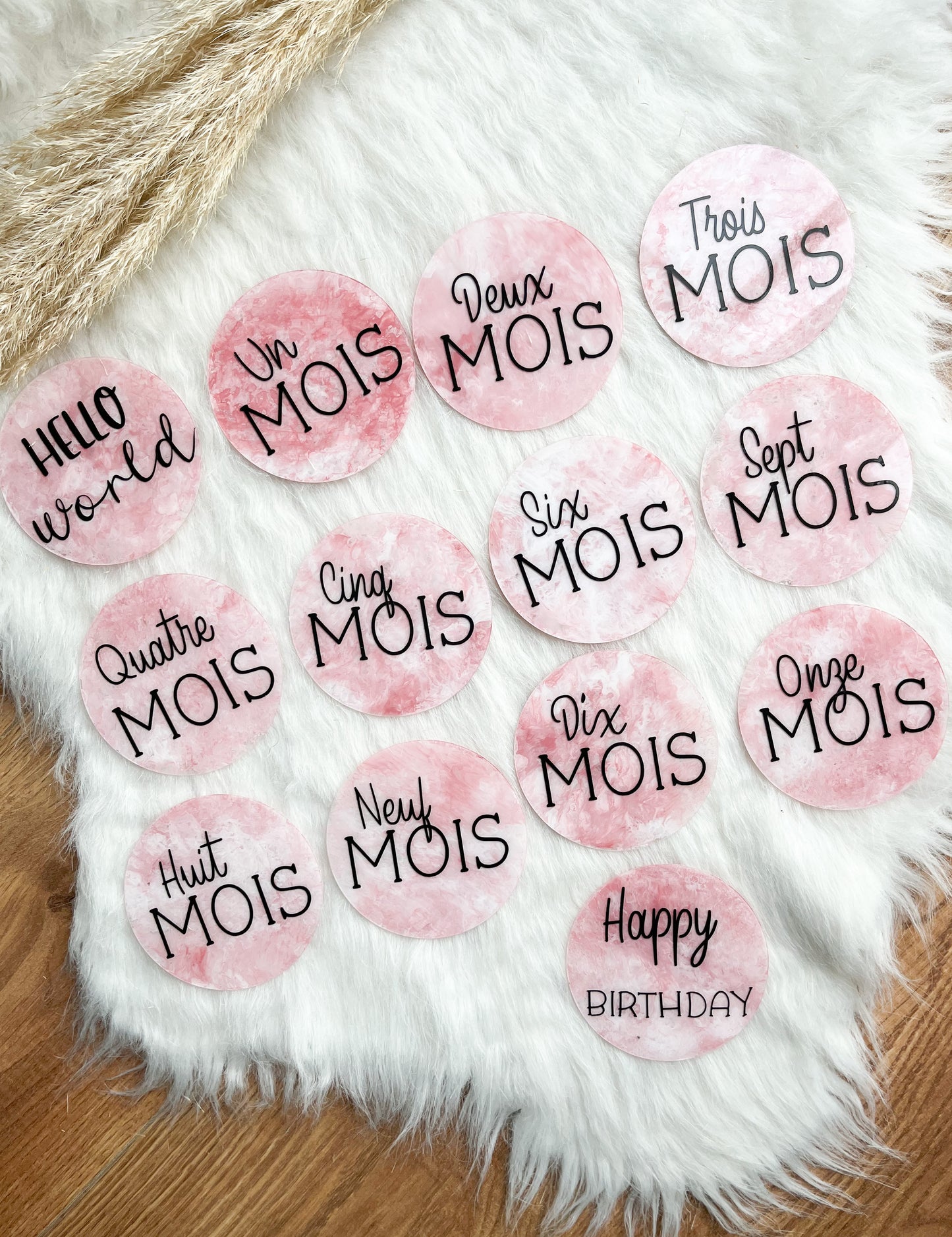 Cartes étapes - Marbré rose - Monmini