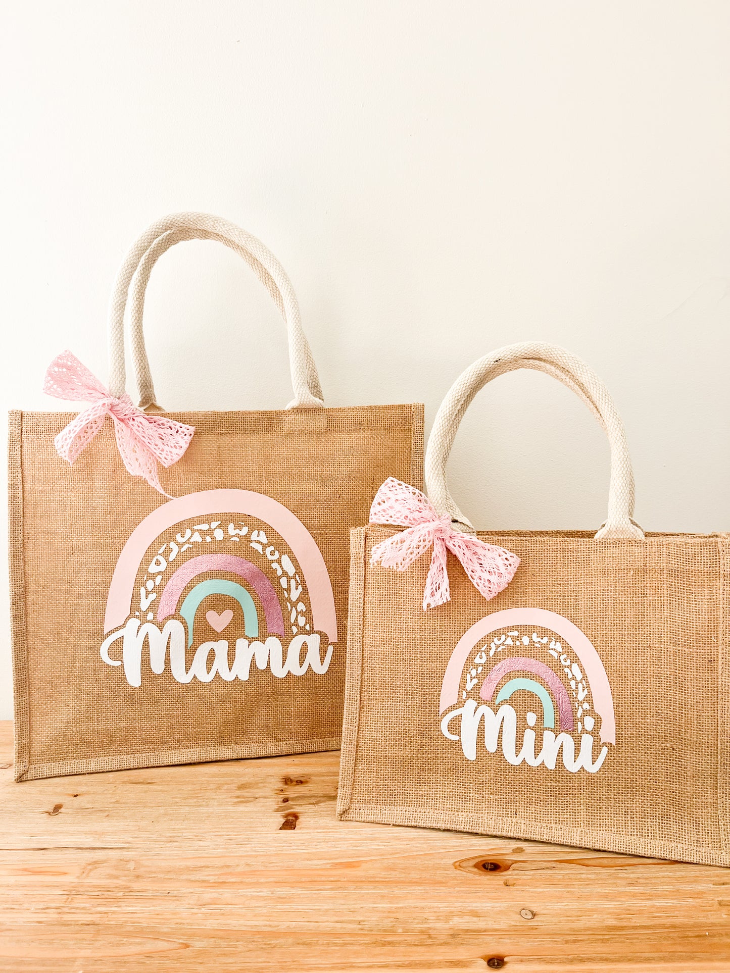 Lot de 2 sac cabas en jute MAMA & MINI