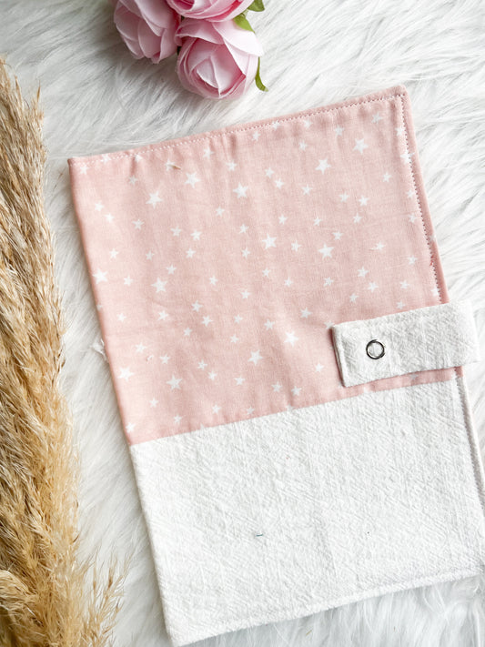 Protège carnet de santé personnalisable en coton - Rose Etoilé - Monmini