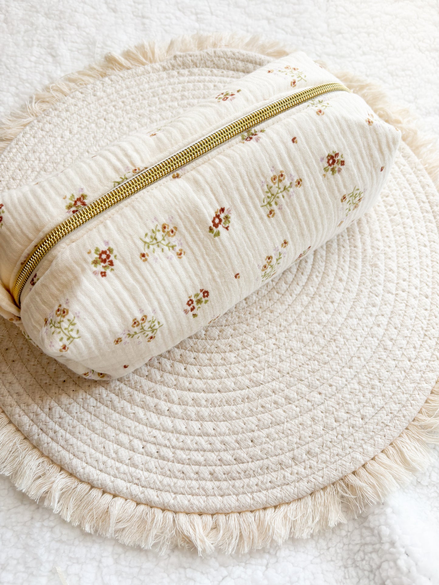 Trousse de toilette - Écru fleuri