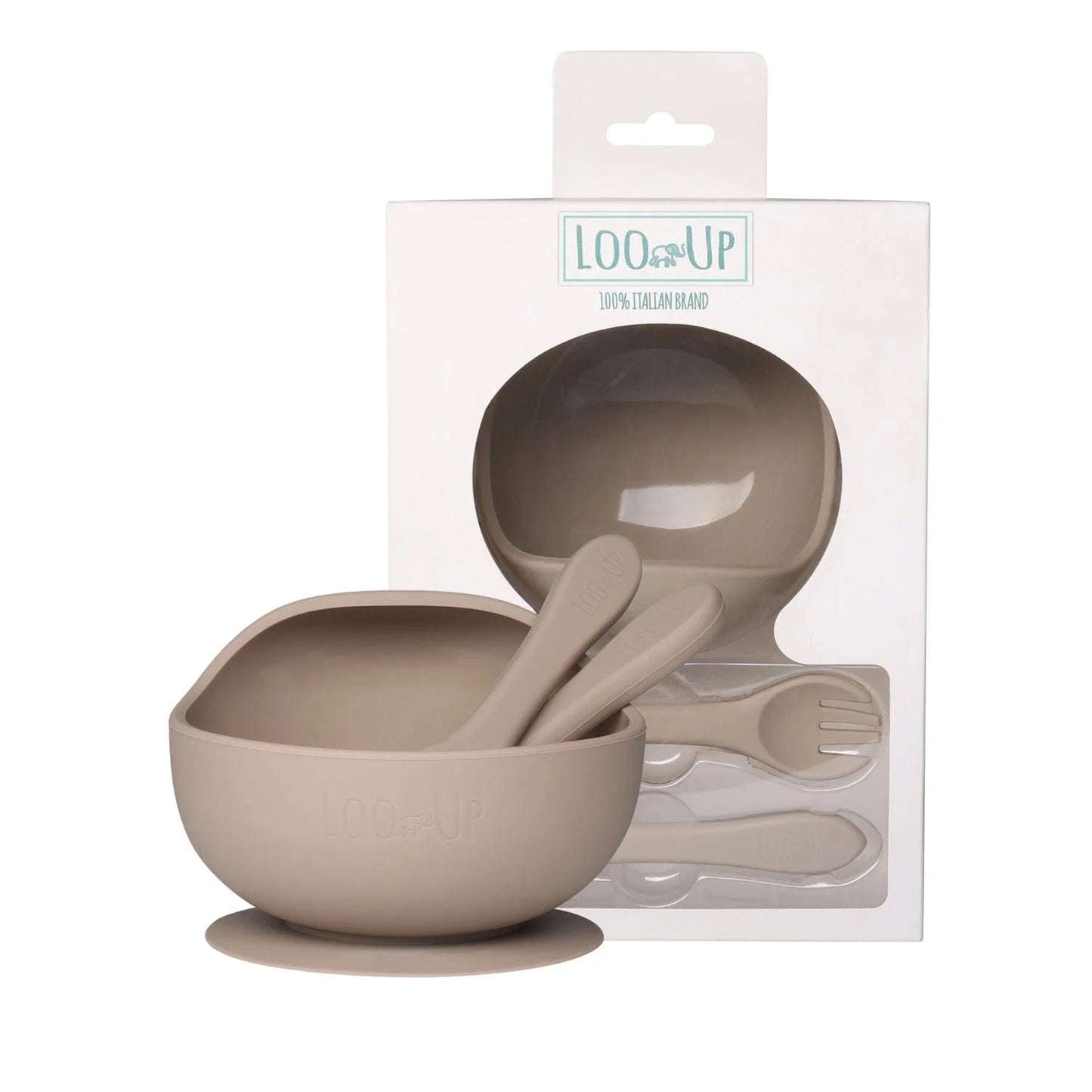 Ensemble premier repas avec bol et couverts - Beige