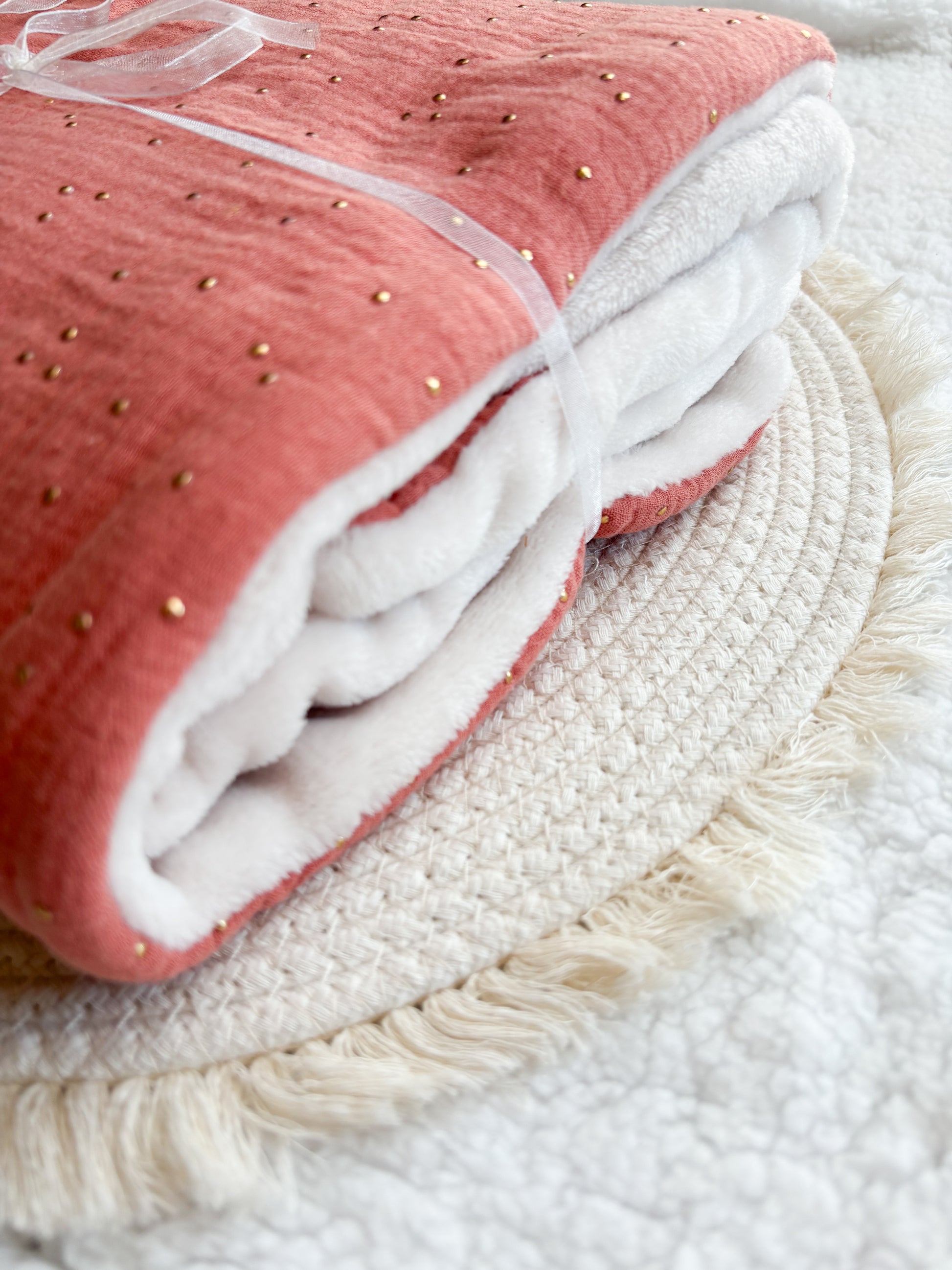 Couverture d’hiver - Rose blush - Monmini