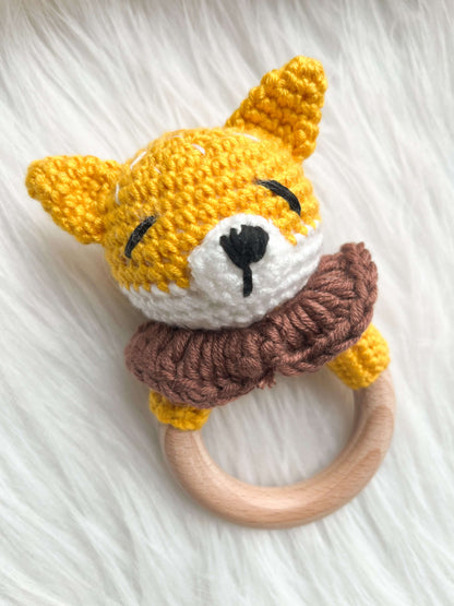 Hochet en crochet - Renard jaune - Monmini