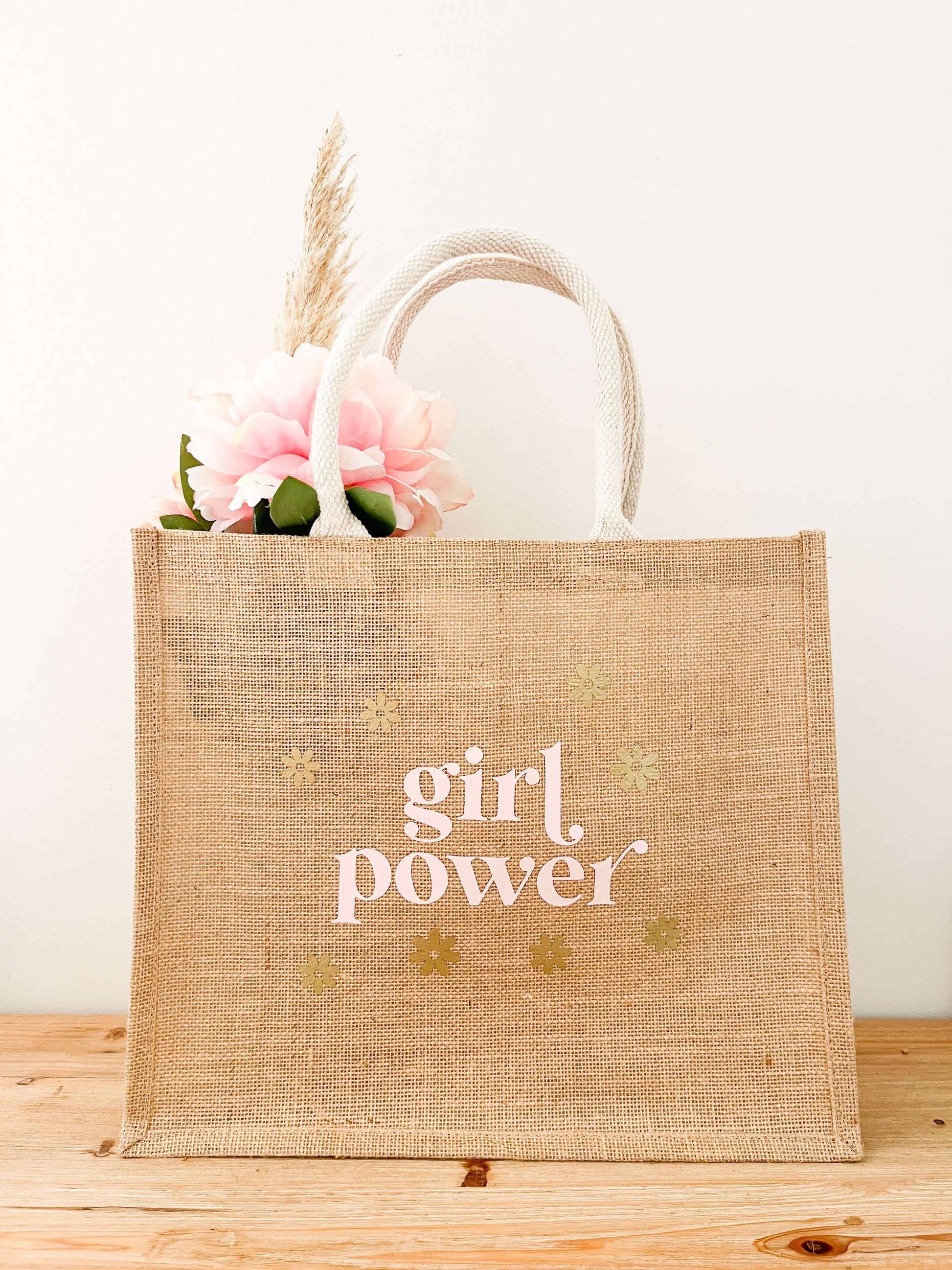 Grand sac cabas en jute GIRL POWER - Monmini