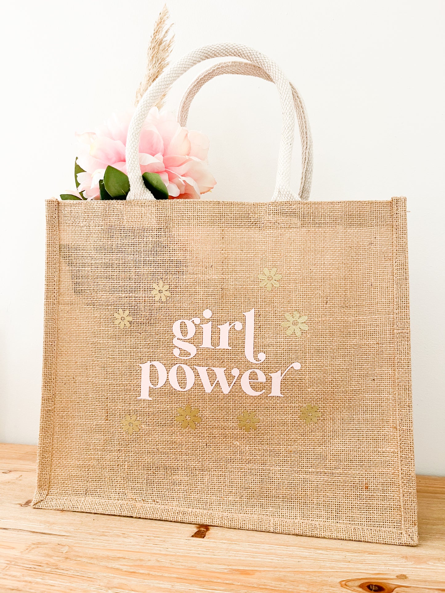 Grand sac cabas en jute GIRL POWER - Monmini