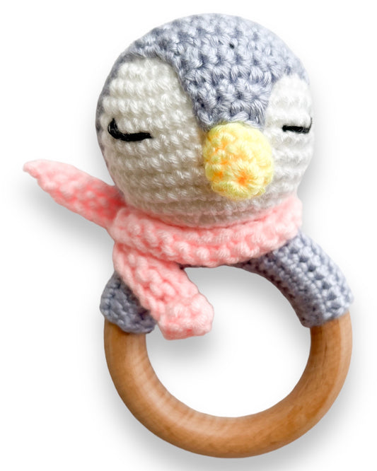 Hochet en crochet - Pingouin - Monmini