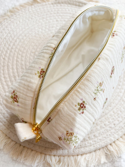 Trousse de toilette - Écru fleuri