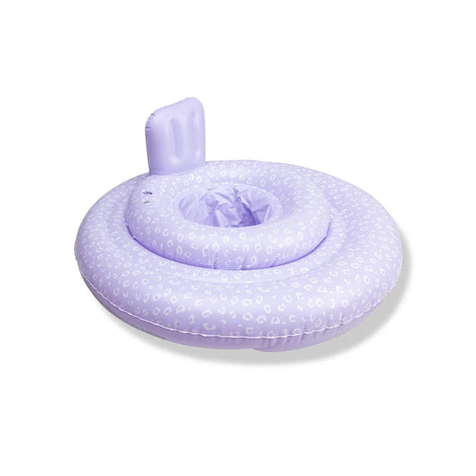 Siège/Bouée de bain bébé - Lilas Leopard (0-1an)