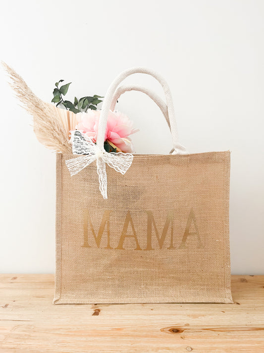 Grand sac cabas en jute MAMA - Monmini