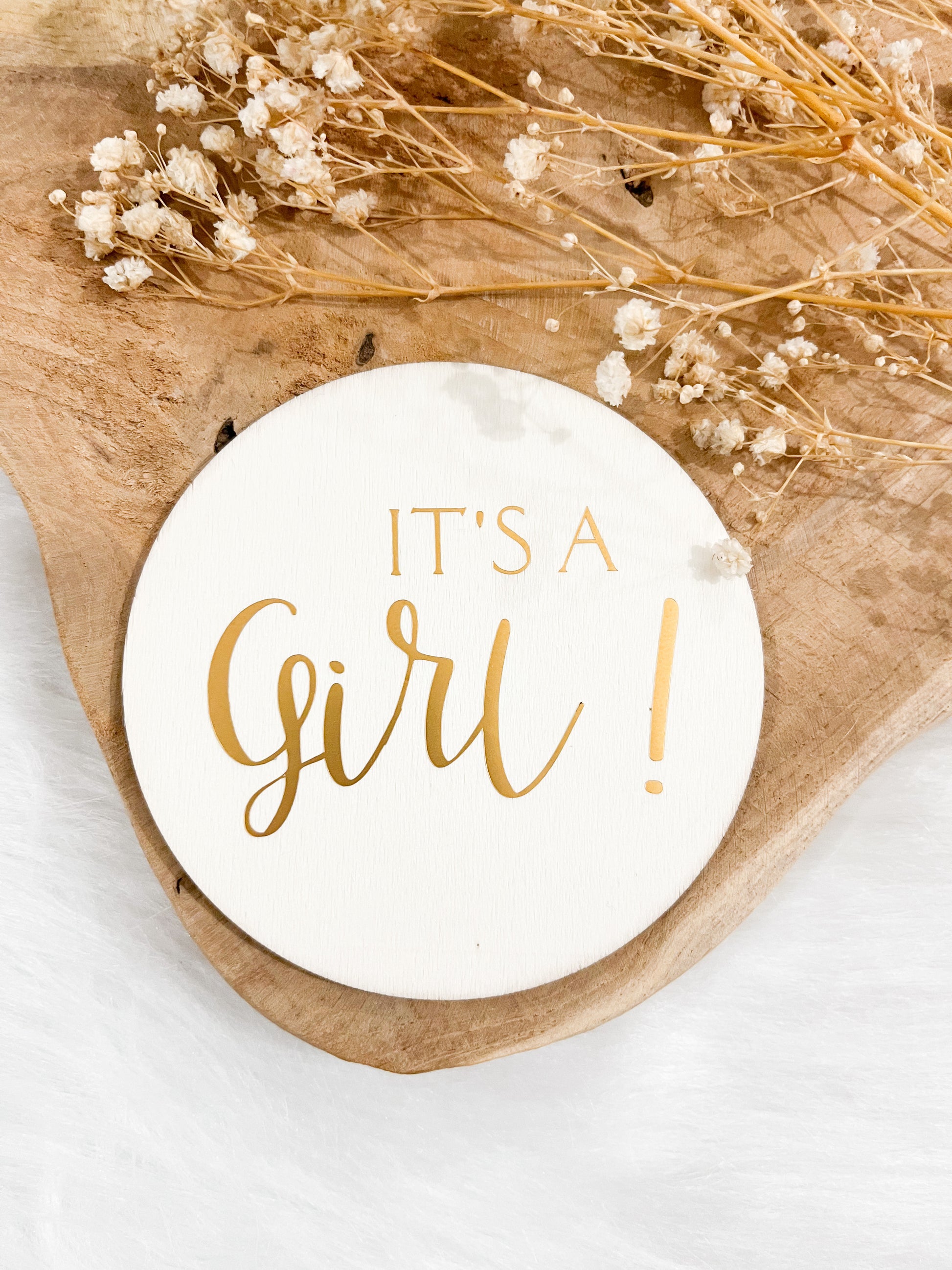 Carte annonce en bois - Gender Reveal - Monmini