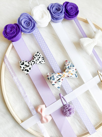 Porte-barrette en satin 30cm - Violet - Monmini