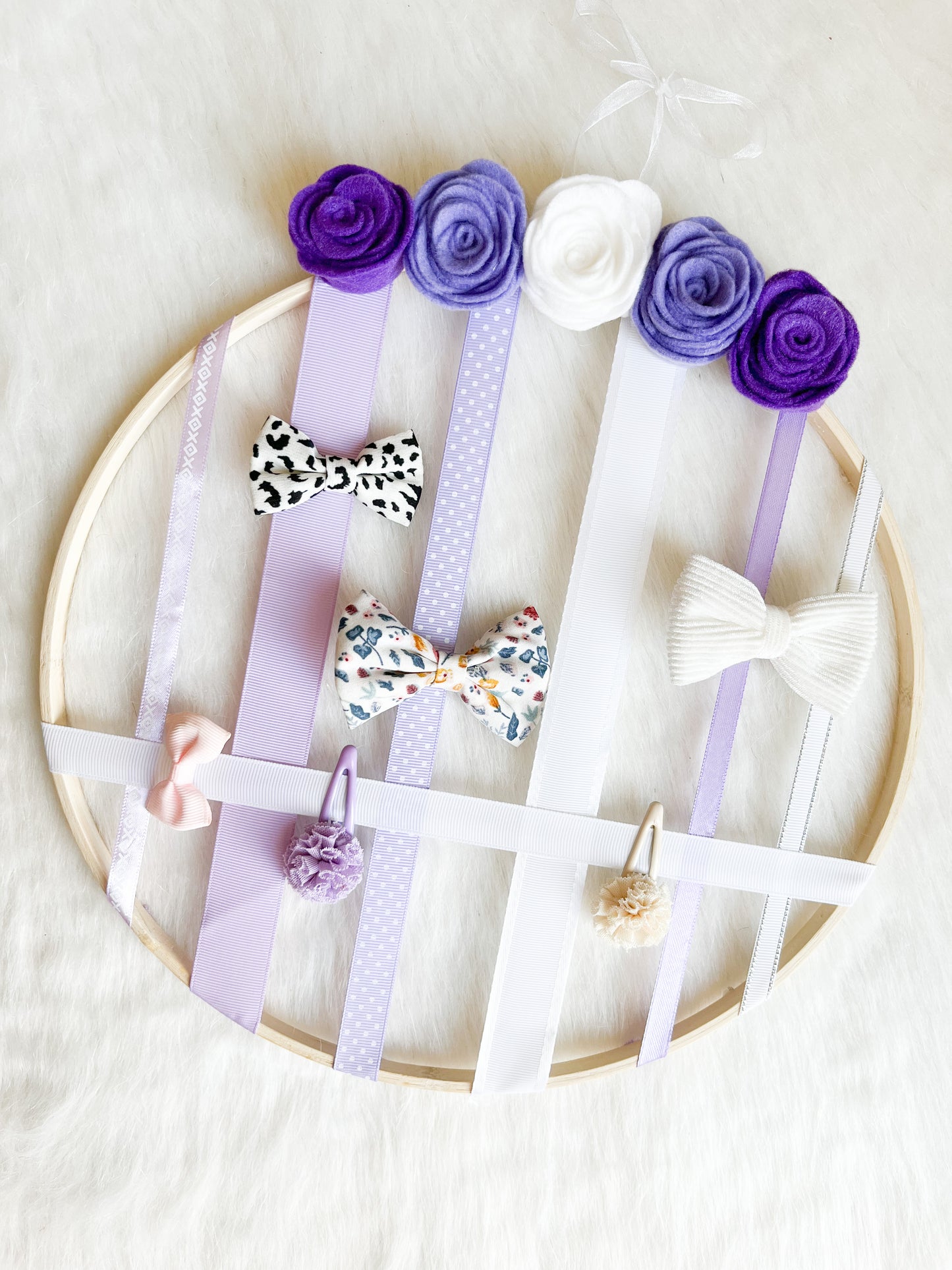 Porte-barrette en satin 30cm - Violet - Monmini