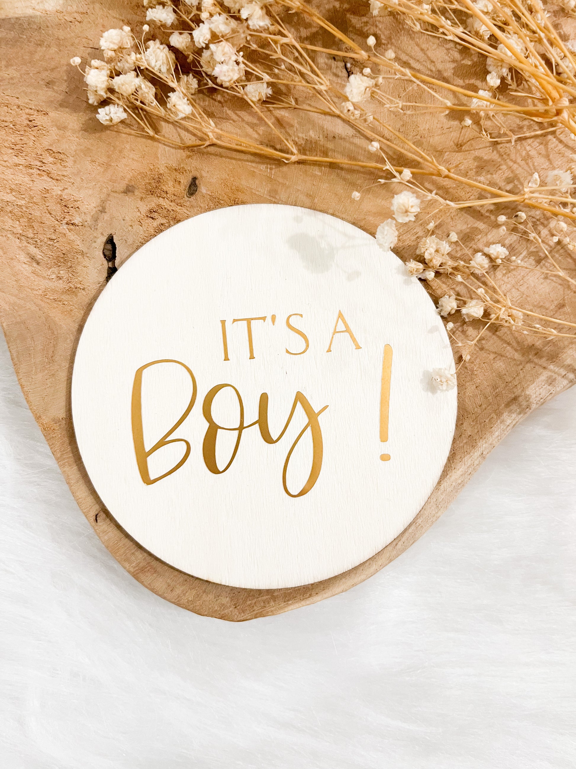 Carte annonce en bois - Gender Reveal - Monmini