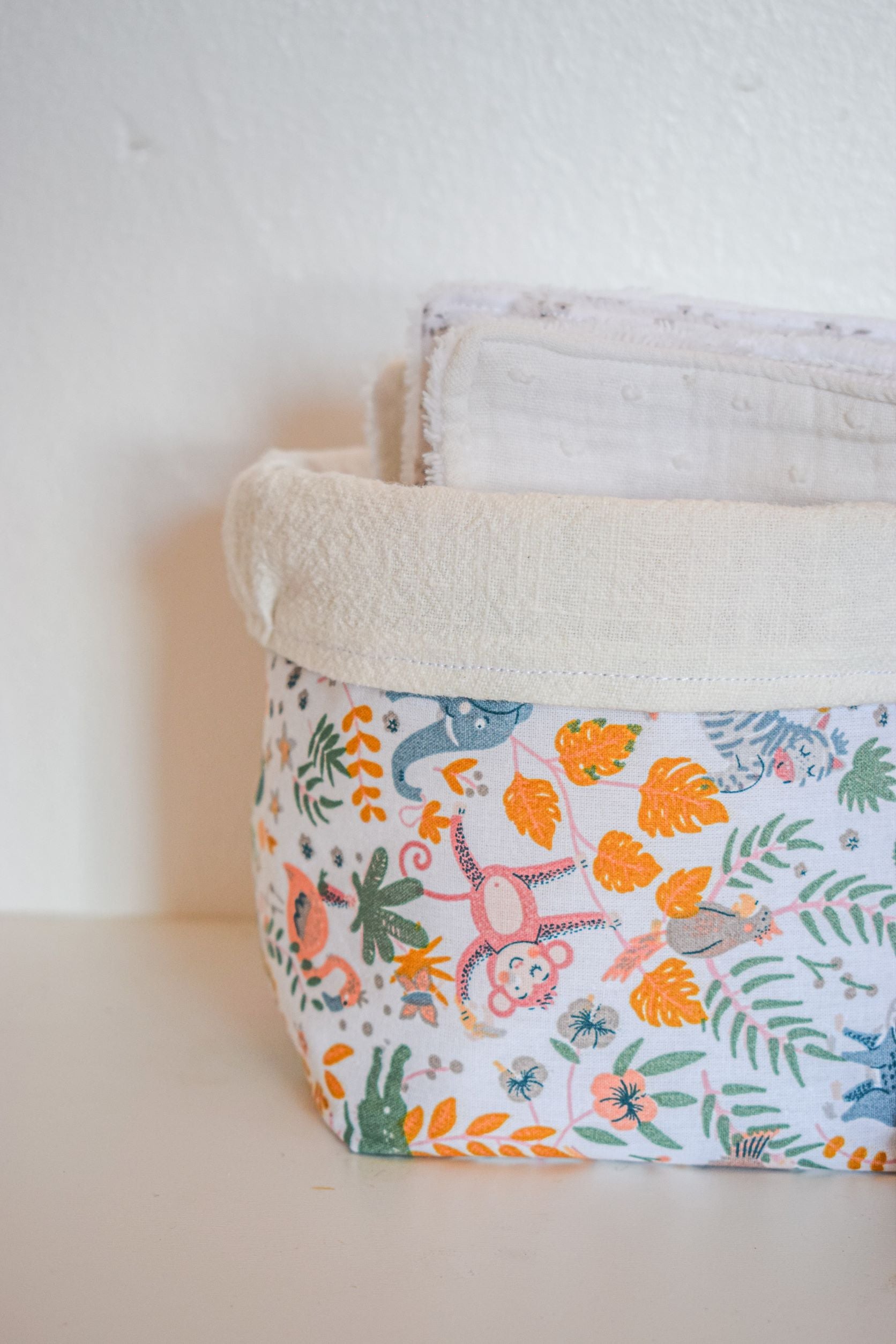Panière et ses lingettes lavables en coton - Monmini